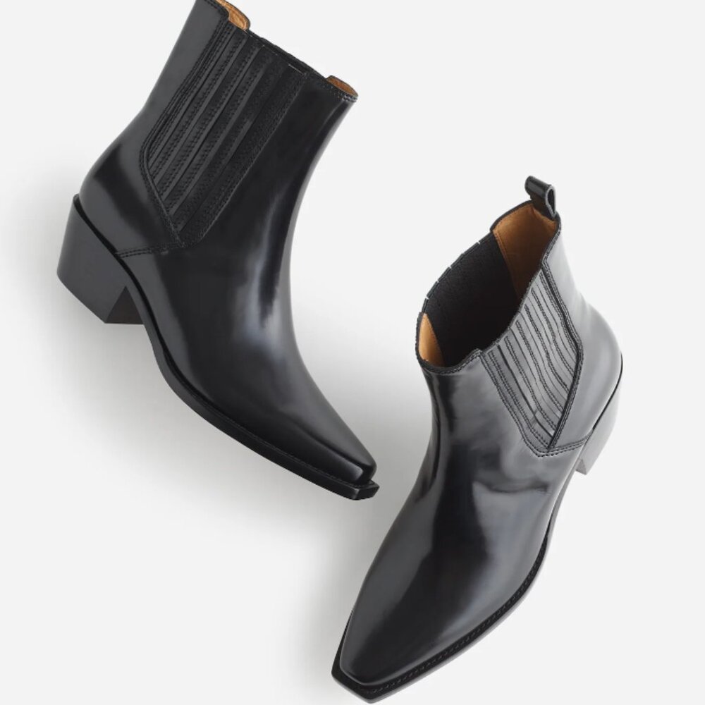 NWT Madewell Ingrid Chelsea Boot in Black patent leather